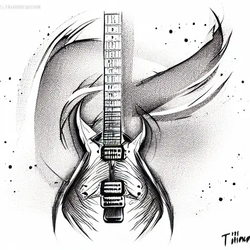 burning electric guitar tattoo design idea