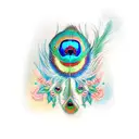 colorful peacock with feathers up which represents chicago and the bay area tattoo design idea