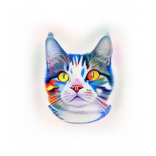 calico cat tattoo design idea