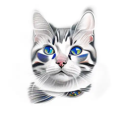 calico cat tattoo design idea