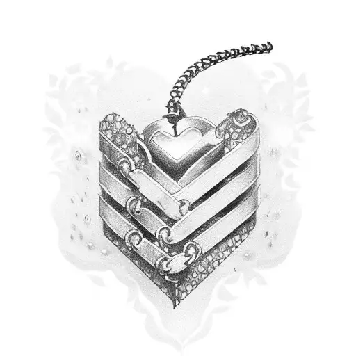 letter k with chain and heart tattoo design idea