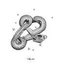 letter k with chain and heart tattoo design idea