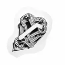 letter k with chain and heart tattoo design idea