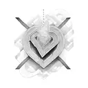 letter k with heart tattoo design idea