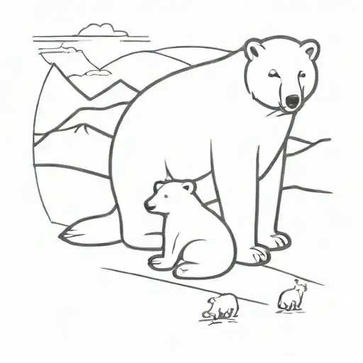 Little girl sitting with polar bear cub tattoo design idea