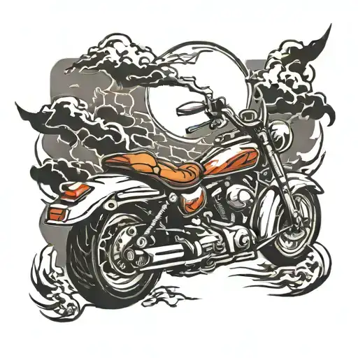motorcycle and thunder storm tattoo design idea
