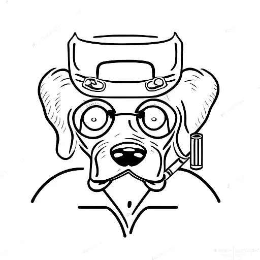 dog riding a vintage bicycle with a cigar in mouth tattoo design idea