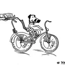 Groodle dog riding a vintage bicycle with a cigar in mouth tattoo design idea
