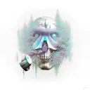 lua, floresta, rave  tattoo design idea