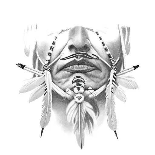 Native American throat  tattoo design idea