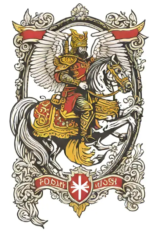 polish winged hussar Irish Catholic harp tattoo design idea