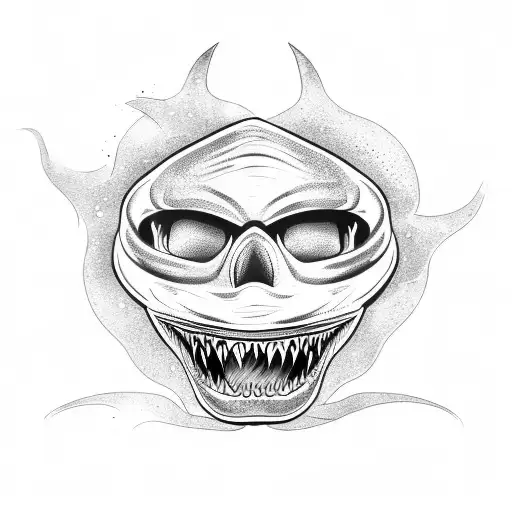 shark mouth skull tattoo design idea