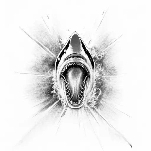 shark mouth skull tattoo design idea