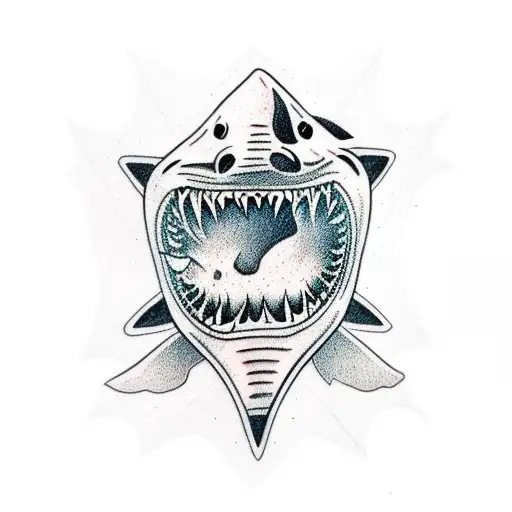 shark mouth skull tattoo design idea