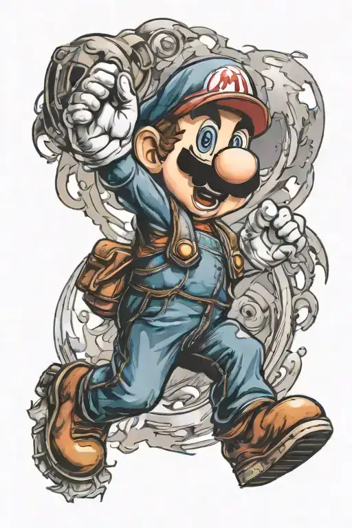 mario theme sleeve tattoo design idea