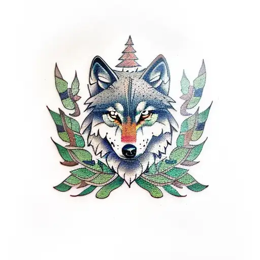wolf folk sparrow forest warrior  tattoo design idea