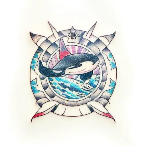 orca space tattoo design idea