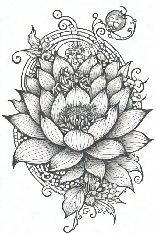 lotus and moon tattoo design idea