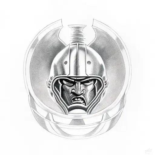 spartan warrior with helmet in battle tattoo design idea