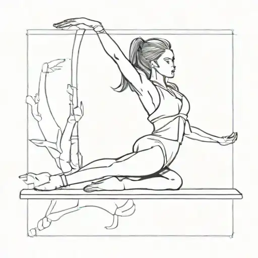 A gymnast balancing on a yoga mat surrounded by anime characters tattoo design idea