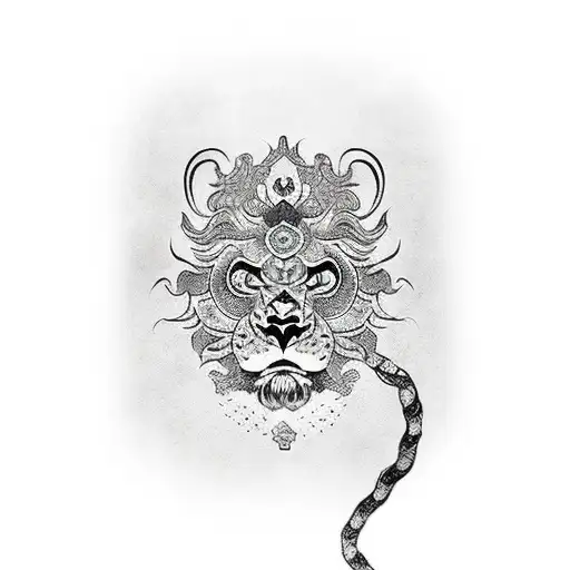 chinese stone lion tattoo design idea