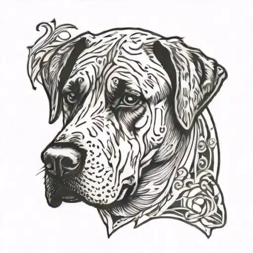 mastiff cross Great Dane outline tattoo tattoo design idea