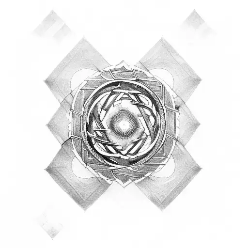 an endless knot, a moon beneath it, and then the seed of life beneath that tattoo design idea