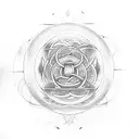 an endless knot, a moon beneath it, and then the seed of life beneath that tattoo design idea