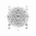 an endless knot, a moon beneath it, and then the seed of life beneath that tattoo design idea