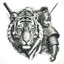 tiger and samurai warrior tattoo design idea