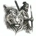 tiger and samurai warrior tattoo design idea