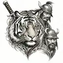 tiger and samurai warrior tattoo design idea