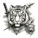 tiger and samurai warrior tattoo design idea