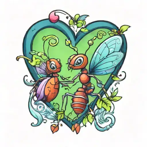 ant carrying a heart tattoo design idea