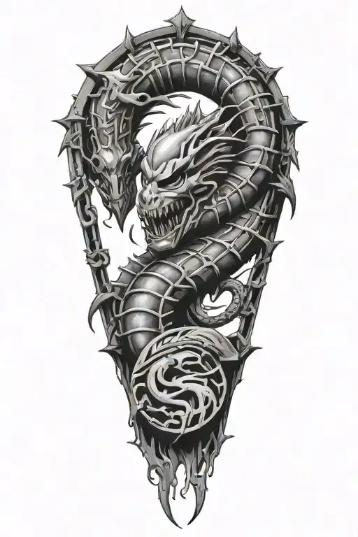 mortal kombat scorpions chain tattoo design idea