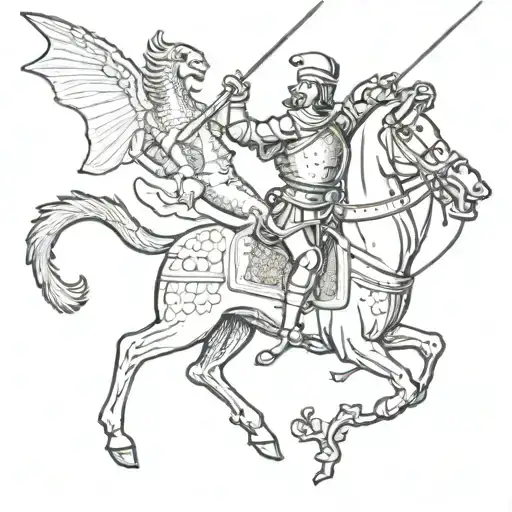 Saint George killing the dragon tattoo design idea