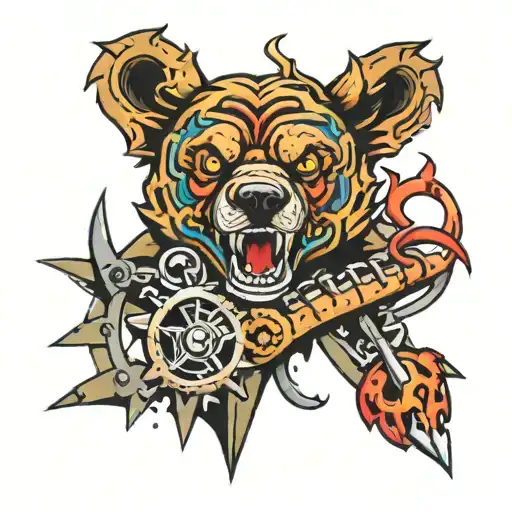 bear trap tattoo design idea