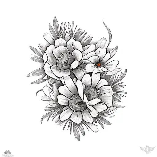 pacific coast wildflowers tattoo design idea