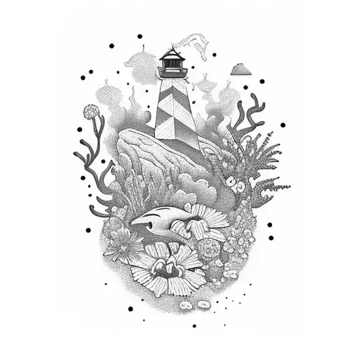California wildflower mountain ocean tattoo design idea