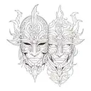 Romanian mask split in half tattoo design idea