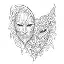 Romanian mask split in half tattoo design idea