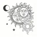 sun and moon tattoo design idea