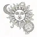 sun and moon tattoo design idea