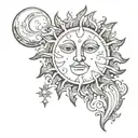sun and moon tattoo design idea