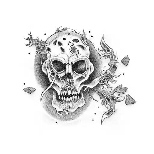 undead rock and roll tattoo design idea