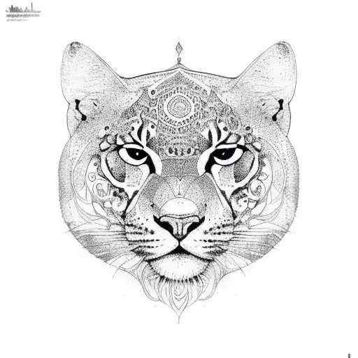 big cat with mandala sleeve  tattoo design idea