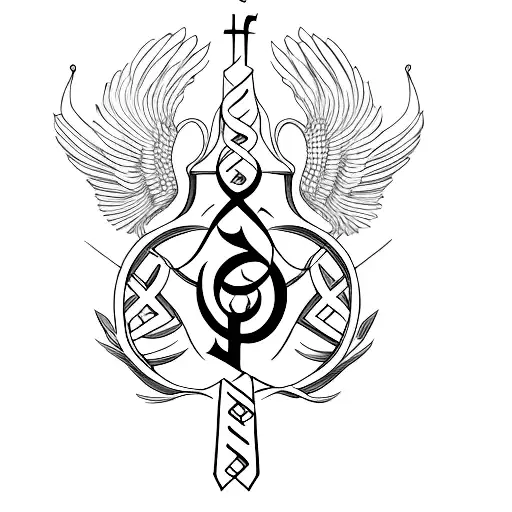 back spine christian symbols tattoo design idea