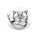 Sleeping cat in a hammock between two trees tattoo design idea