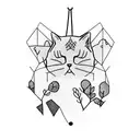 Sleeping cat in a hammock between two trees tattoo design idea