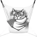 Sleeping cat in a hammock between two trees tattoo design idea